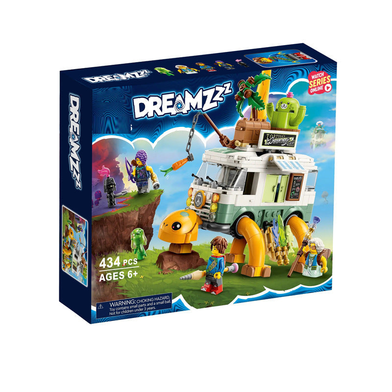 Turtle-themed building block bus full display