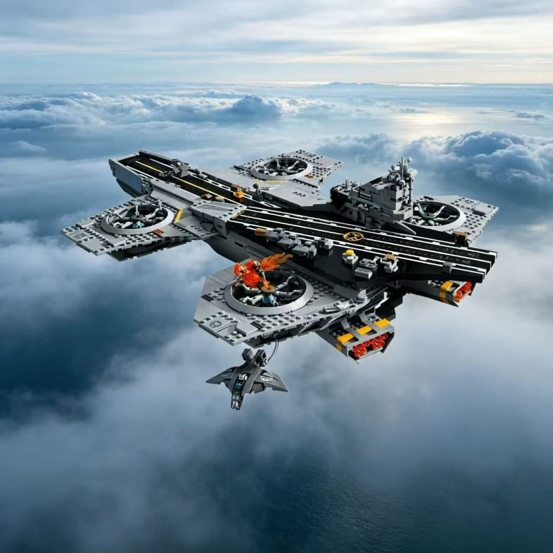 Full flight deck view of the sky carrier building block set