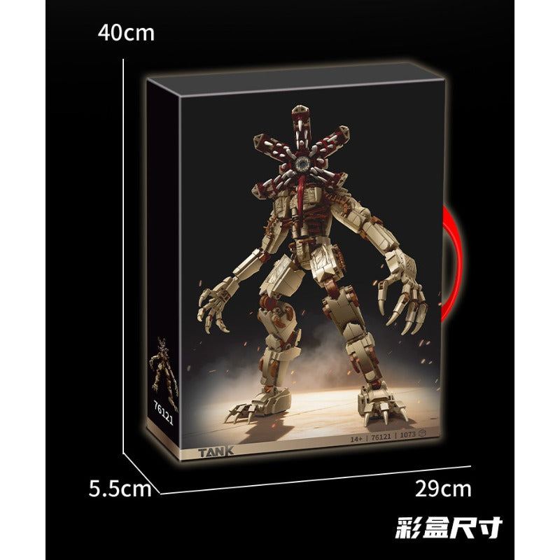 Floral demon head Shadow Monster building block set, display shot
