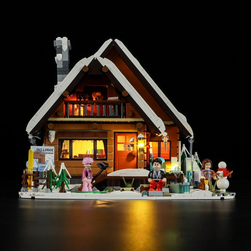 Vintage Ski Hut Building Block House Set with Lights – 2187 PCS – detail view 14