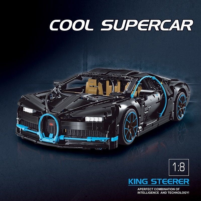 French hypercar building block model, front three-quarter view