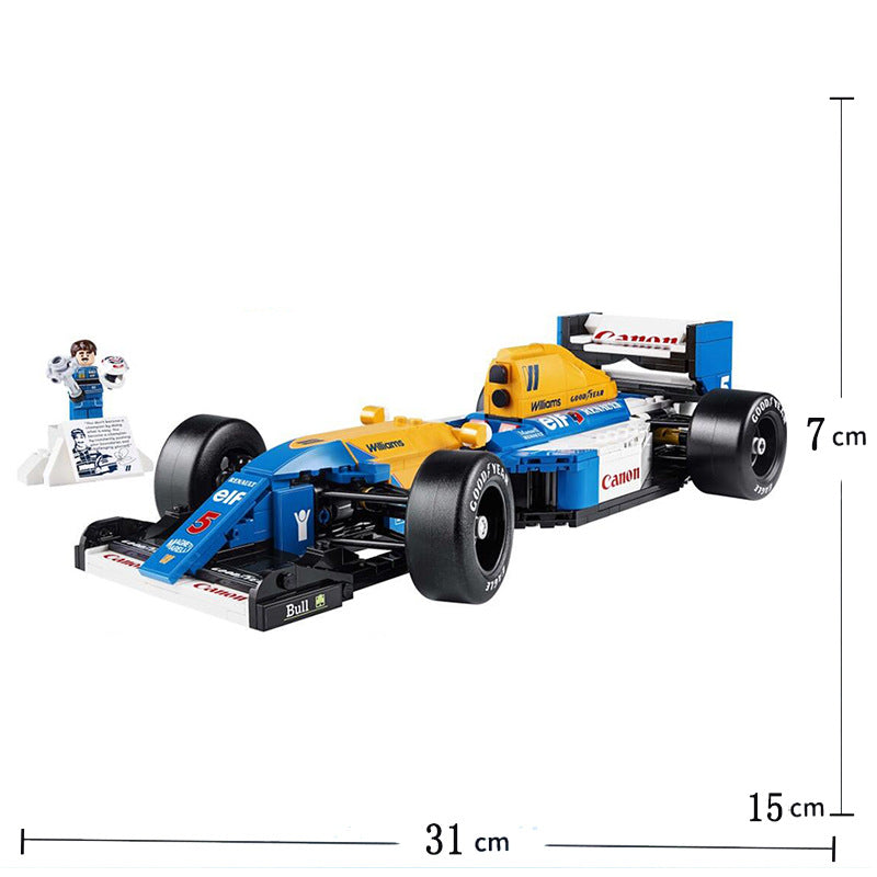 Overhead view showing the racing car's brick-built body panels