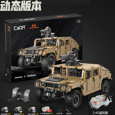 military-style off-road vehicle building block model, rear light and diffuser detail
