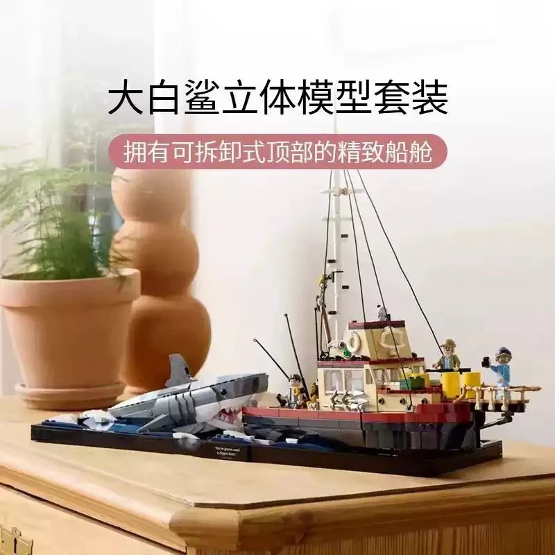 Jaws 21350 – 1503PCS Compatible Building Blocks | 50th Anniversary Movie Collector Display Set