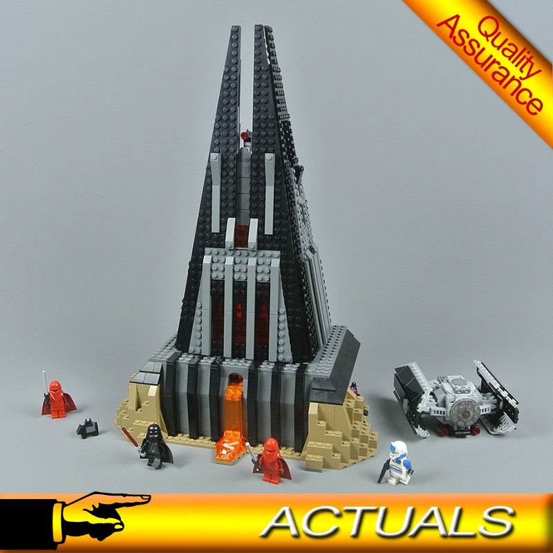 Assembled sci-fi villain castle building block model