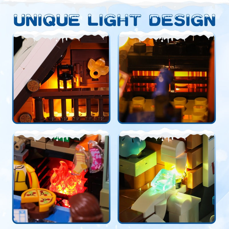 Vintage Ski Hut Building Block House Set with Lights – 2187 PCS – detail view 6