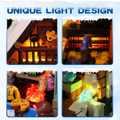 Vintage Ski Hut Building Block House Set with Lights – 2187 PCS – detail view 6