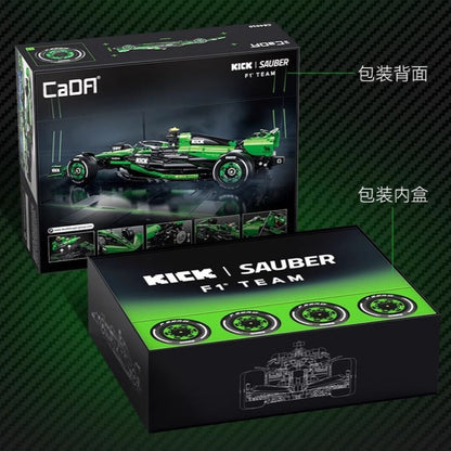 1:8 scale Formula racing car building block model, assembled body close-up