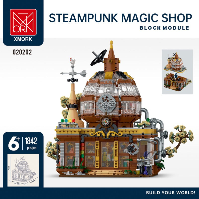 Steampunk Magic Shop Building Block Set with LED – 1842 PCS – full display view
