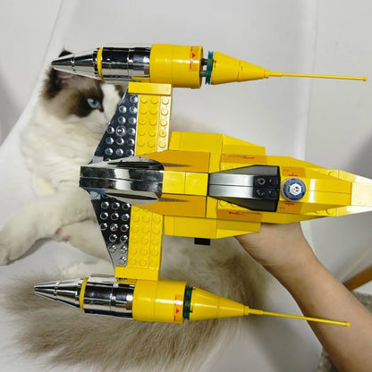 Chrome starfighter building block set display stand