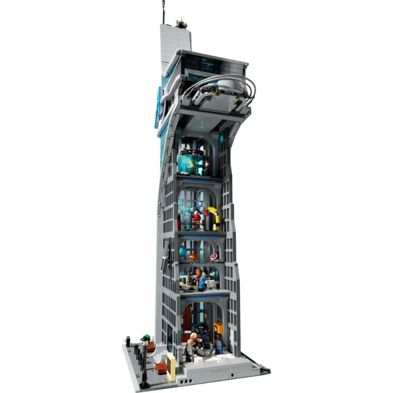 Close view of the Avengers Tower brick build