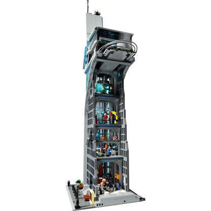 Close view of the Avengers Tower brick build