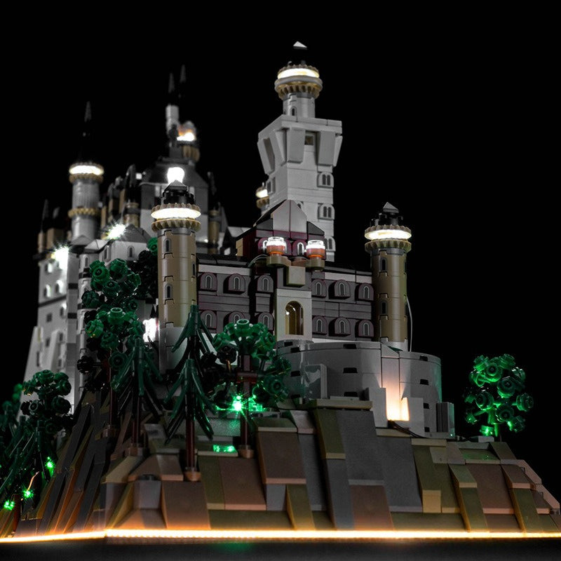 Close-up of castle towers in the building block model