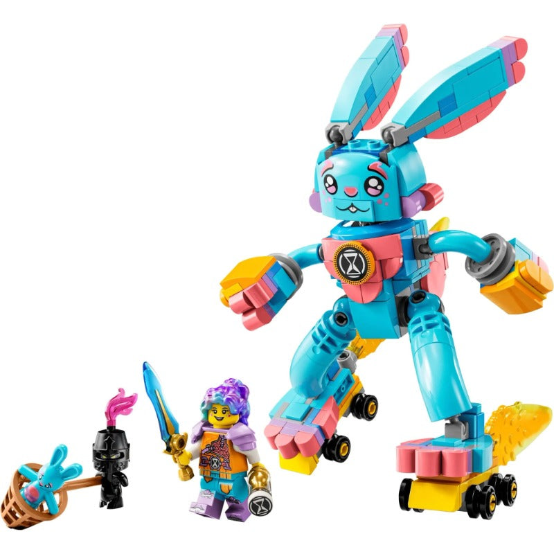 Assembled Izzie and Bunchu bunny building block set, 265 pieces