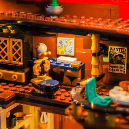 The Baratie Floating Restaurant building block model, close-up detail