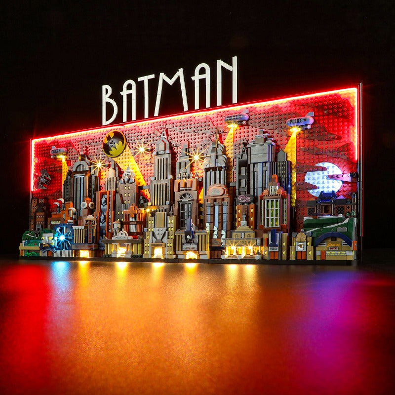 Animated-style city building block model night display