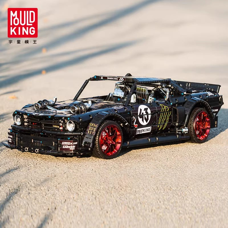 American drag racing muscle car building block model, rear view