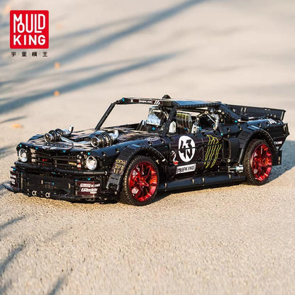 American drag racing muscle car building block model, rear view
