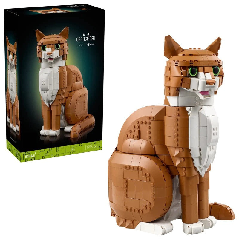 Orange cat building block set, main product view