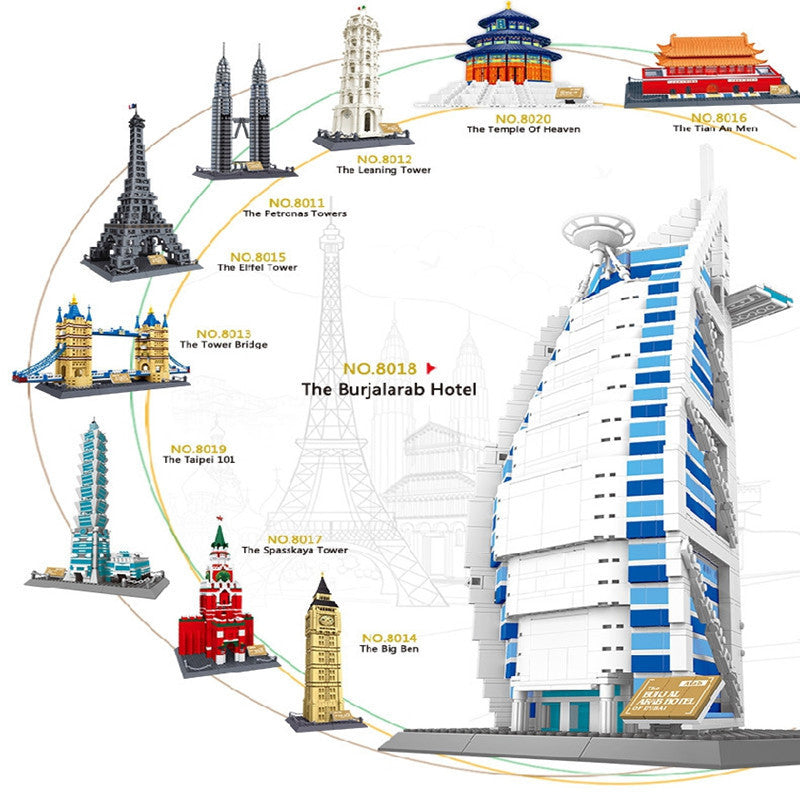 World Landmarks Street View Building Set Series front view display model