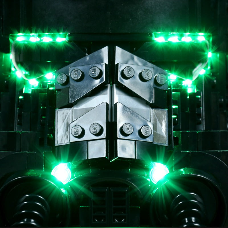 Side view of the assembled pilot helmet display model