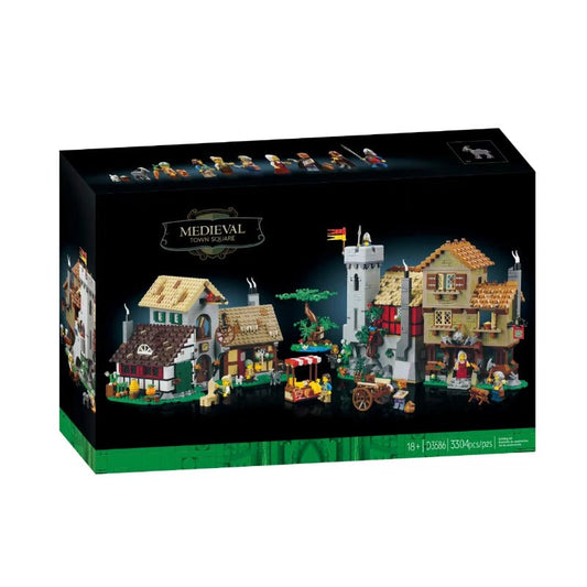 Medieval town square building block set full model