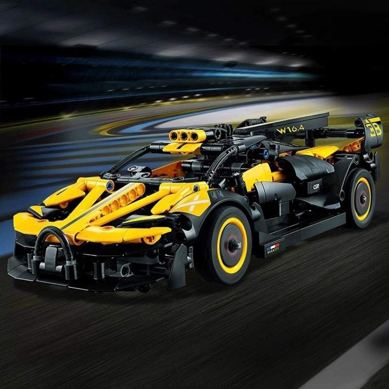 Bugatti Bolide style hypercar building block model, bricks only
