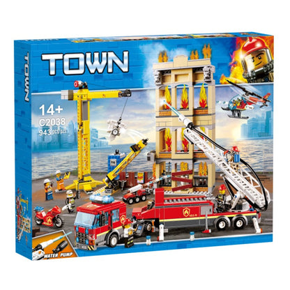 Downtown Fire Brigade Station building block set detail view 1