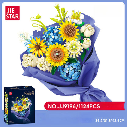 Sunflower bouquet building block set, 1124 pieces
