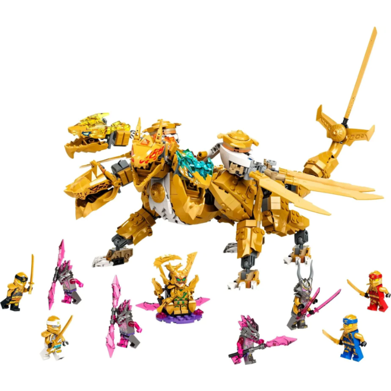 Assembled golden ultra dragon building block set