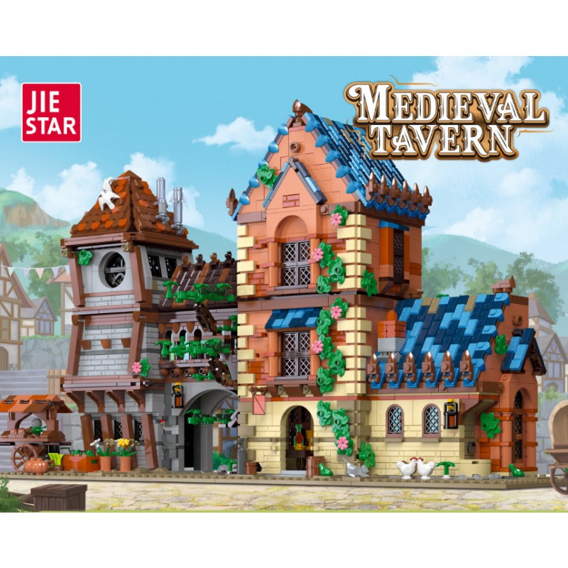 medieval market and town barn building block set side profile