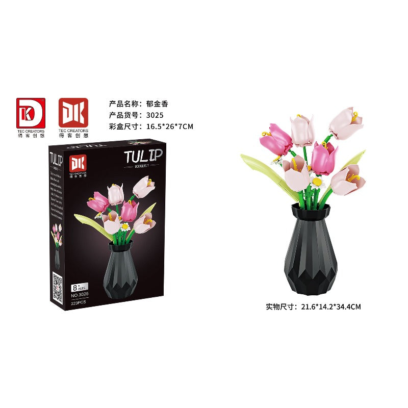 Tulip bouquet building set, additional angle