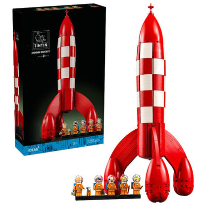 Classic moon rocket building block model, full view