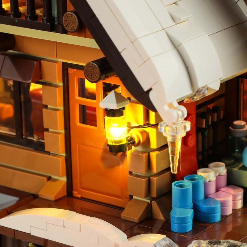 Vintage Ski Hut Building Block House Set with Lights – 2187 PCS – detail view 10