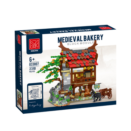 medieval bakery building block set assembled model close-up