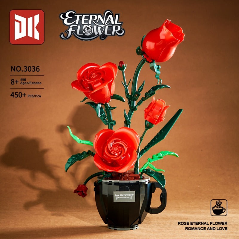 Coffee cup rose building block set assembled