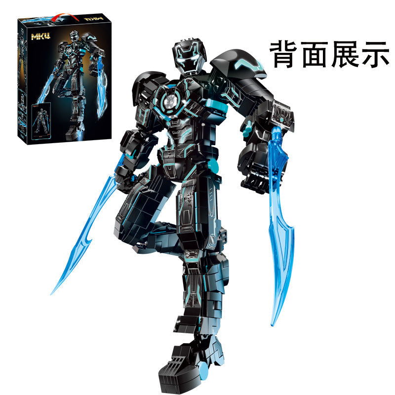 Second view of the 1505-piece Iron Man brick model