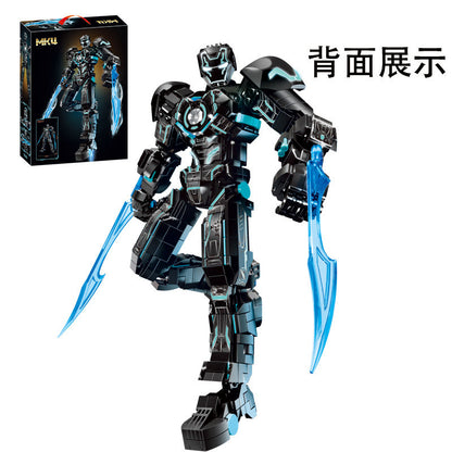 Second view of the 1505-piece Iron Man brick model