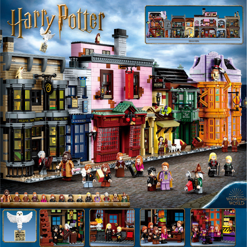 Grand magical alley building block storefront row