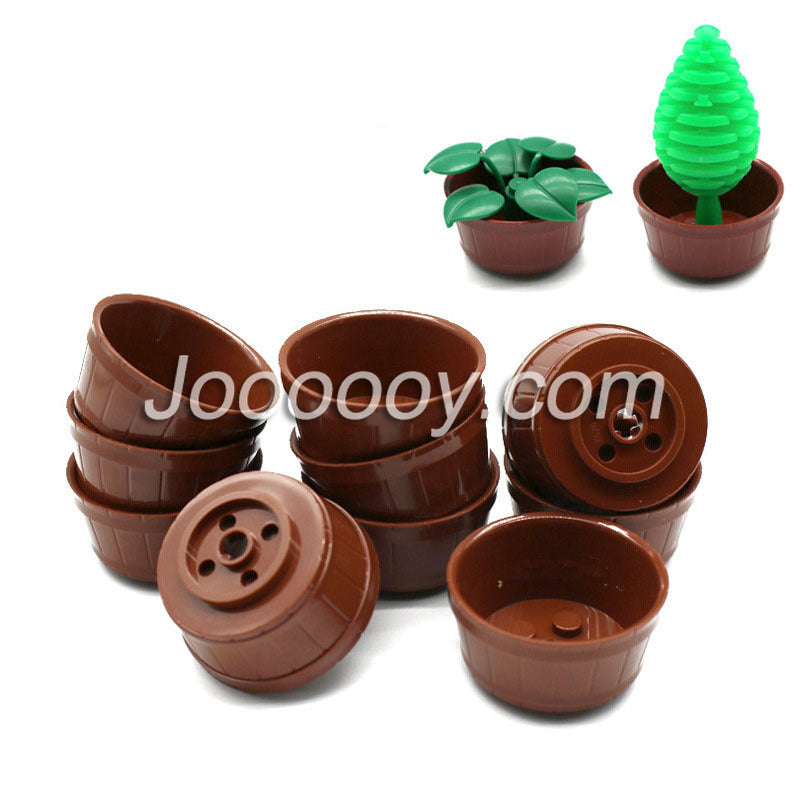 Pack of ten flower pot building bricks with holes