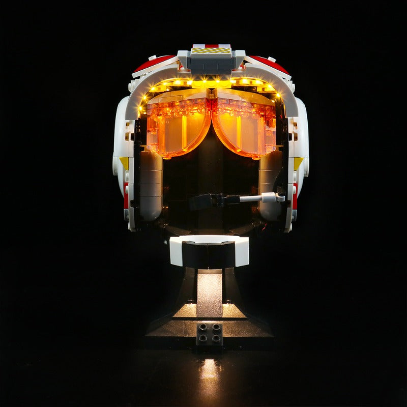 Front view of the 676-piece helmet display model