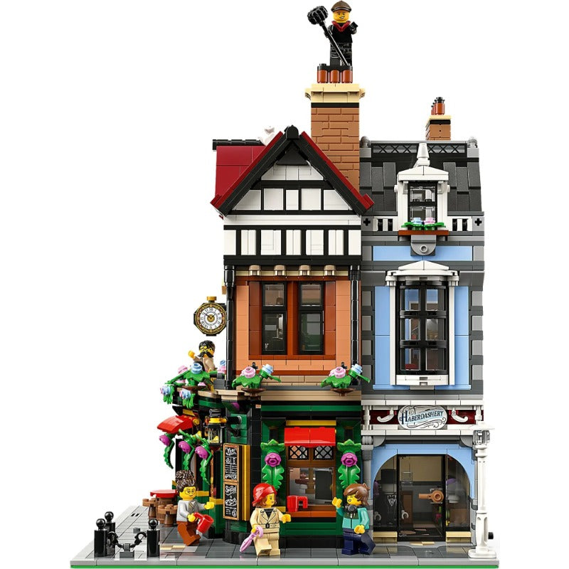 Street view style Tudor corner brick model angle
