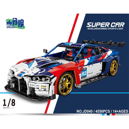 German sports coupe building block model, front three-quarter view