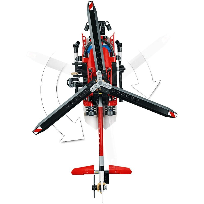 Rear view of the finished rescue helicopter building block model