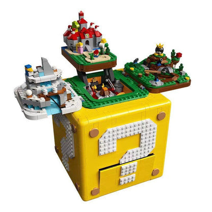 Assembled question block arcade building set closed