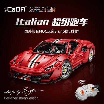 Italian supercar RC building block model, front three-quarter view