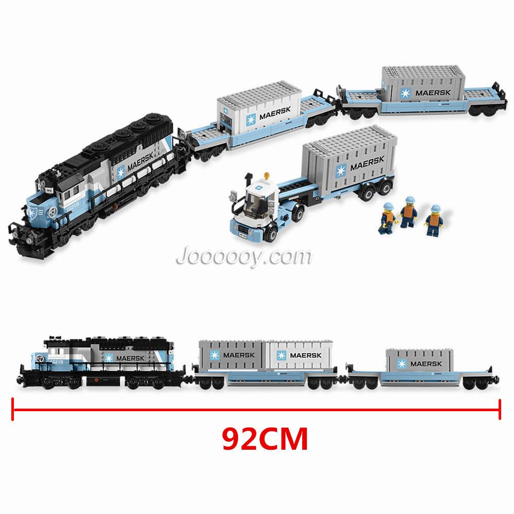 Locomotive front detail on a cargo train building block model