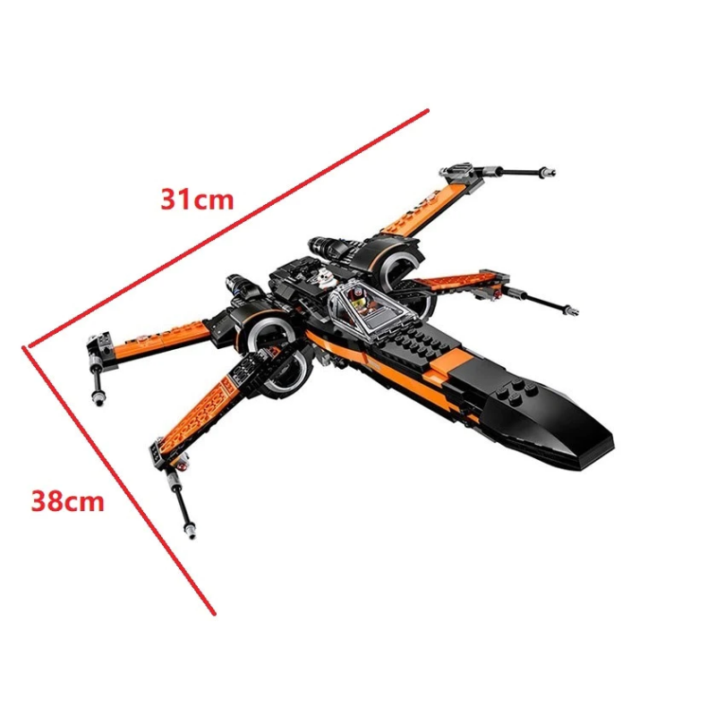 X-Wing fighter building block toy cockpit close-up