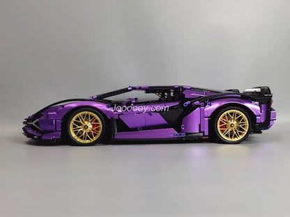 Rear view of the assembled supercar model