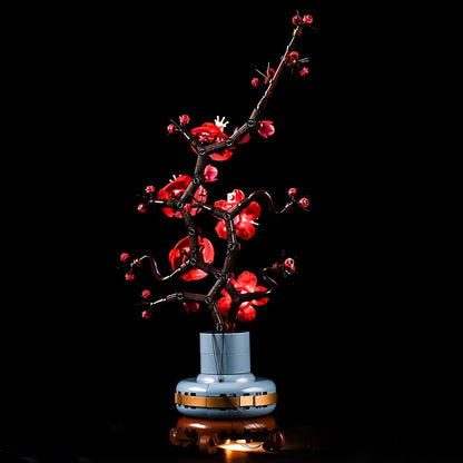 Detail view of the 327 piece plum blossom set